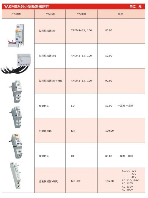 YAKM8系列小型断路器附件